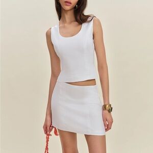 Reformation Lindsey Linen Two Piece Ivory - Size 8